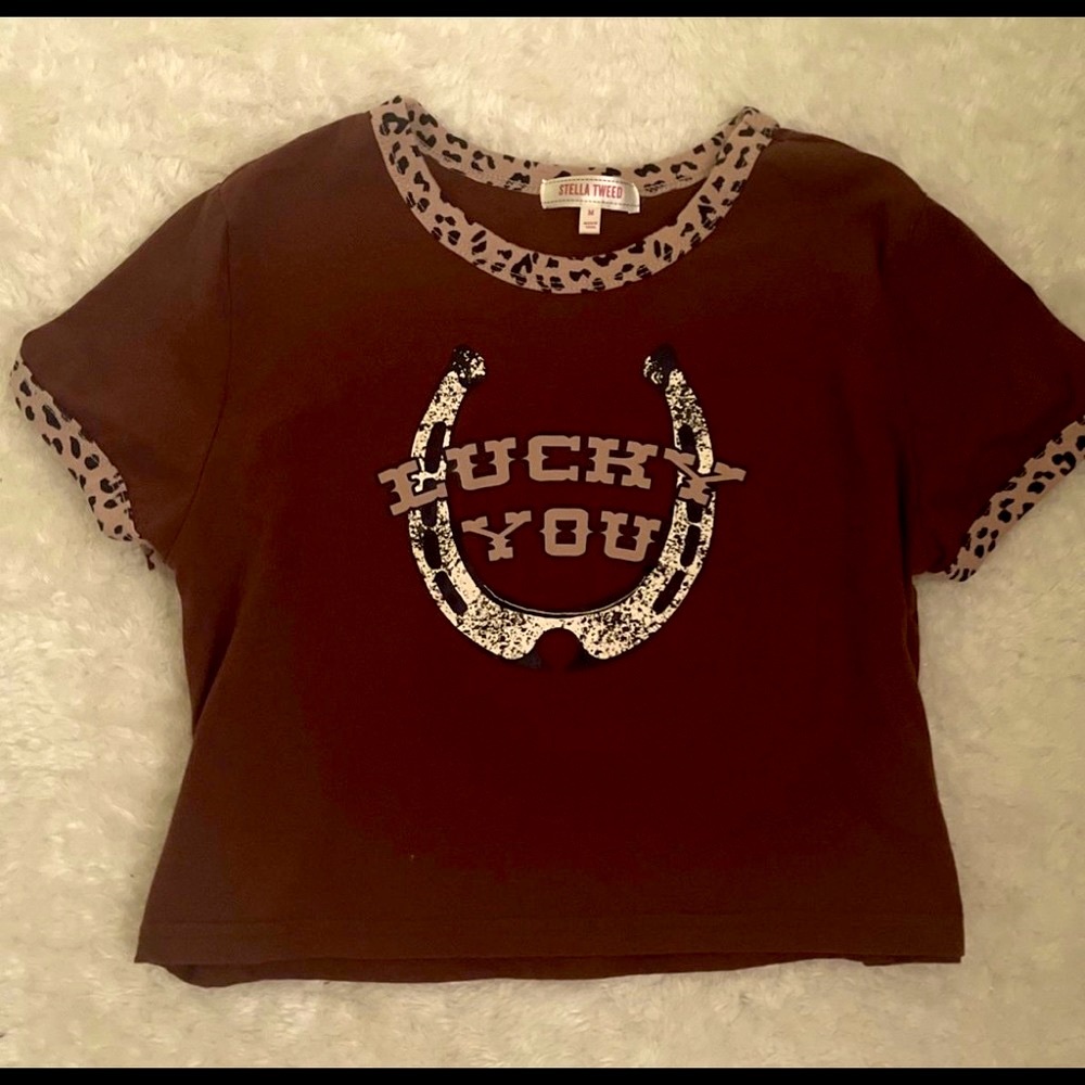 Brown Stella Tweed T-shirt.